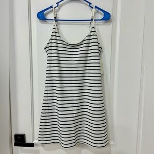 Abercrombie & Fitch White and Black Striped Traveler Mini Dress with Shorts